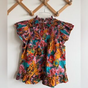 Love the Label Poppy Ruffle Smocked Floral Top